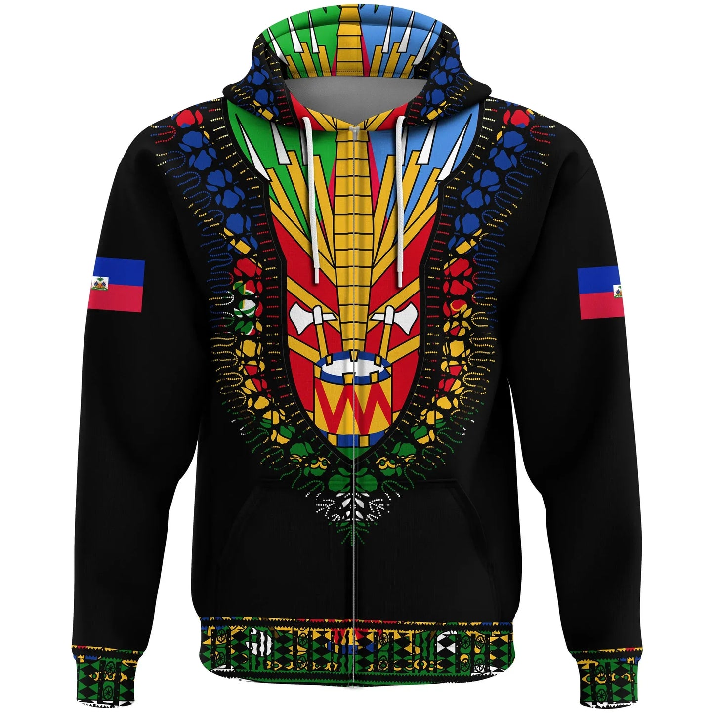 Haiti Zip Hoodie Dashiki Pattern