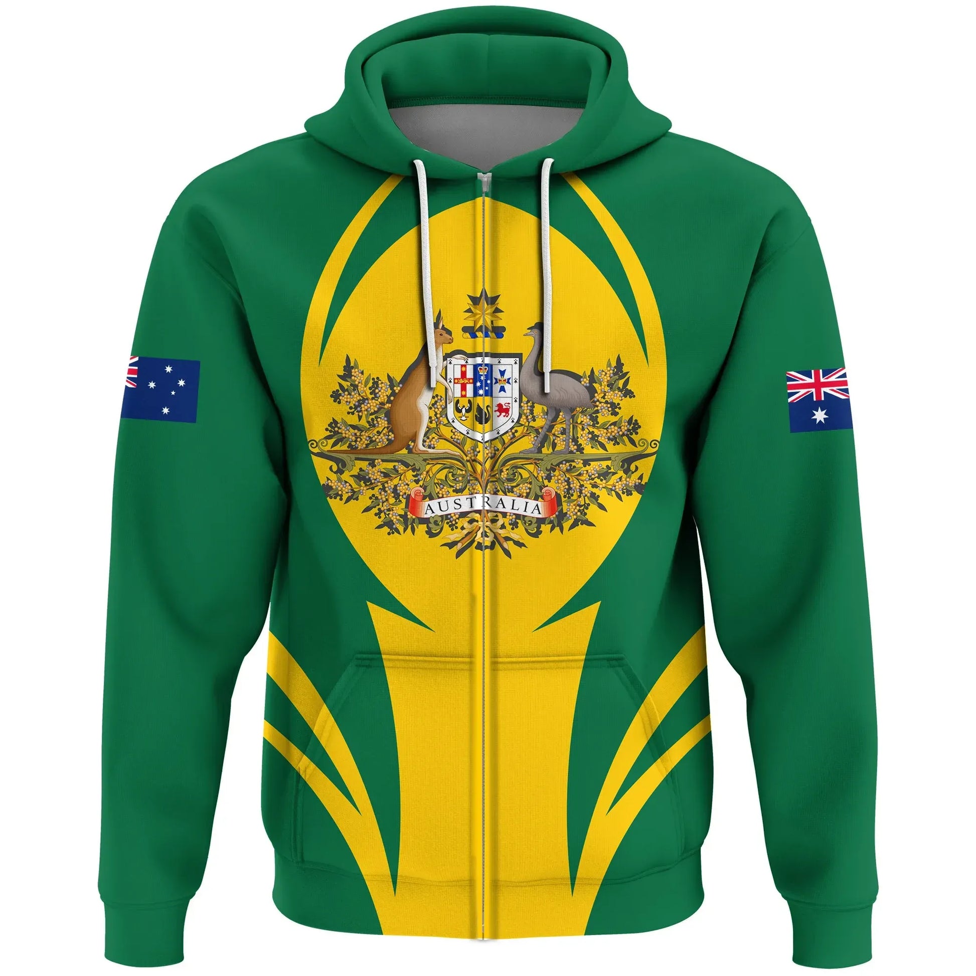Australia Zip Hoodie Action Flag Green