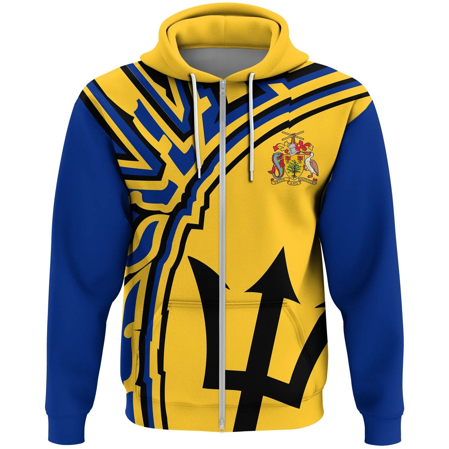 Bardados Vintage Coat Of Arms Zip Hoodie