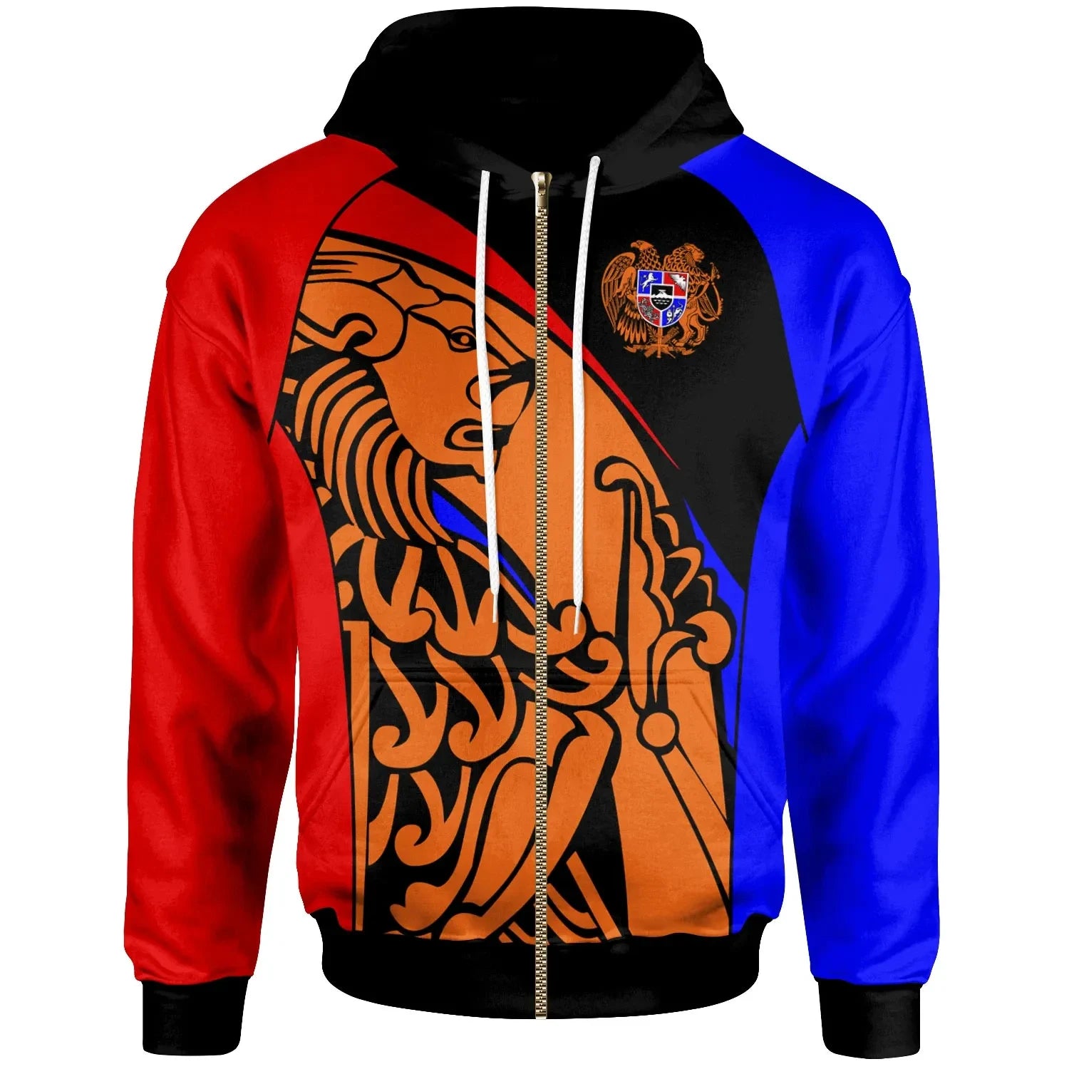 Armenia Zip Up Hoodie A Lion And An Eagle