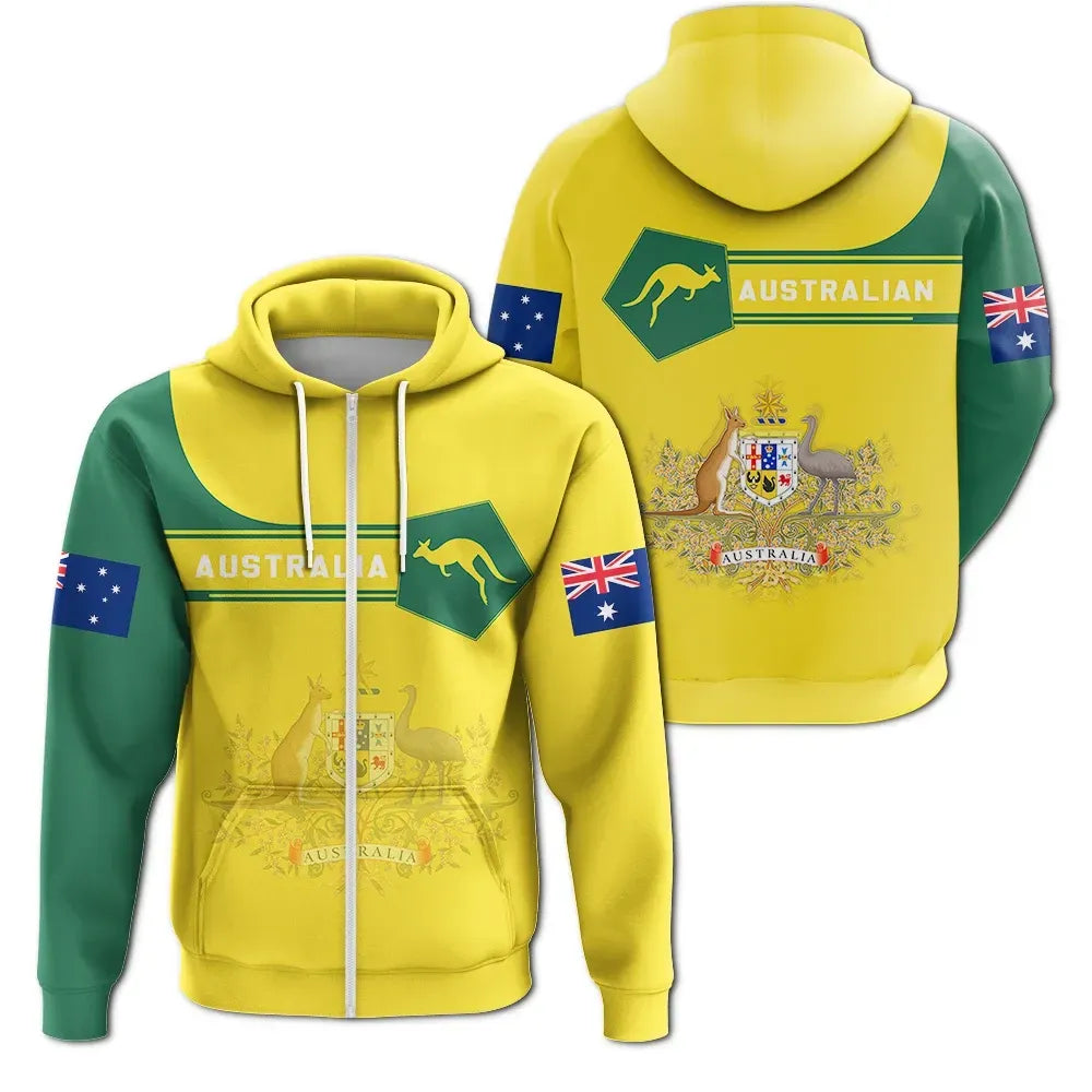 Australia Coat Of Arms Zip Up Hoodie Simple Style