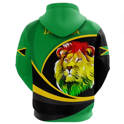 Jamaica Hoodie Zip, Jamaica Lion Rasta Active