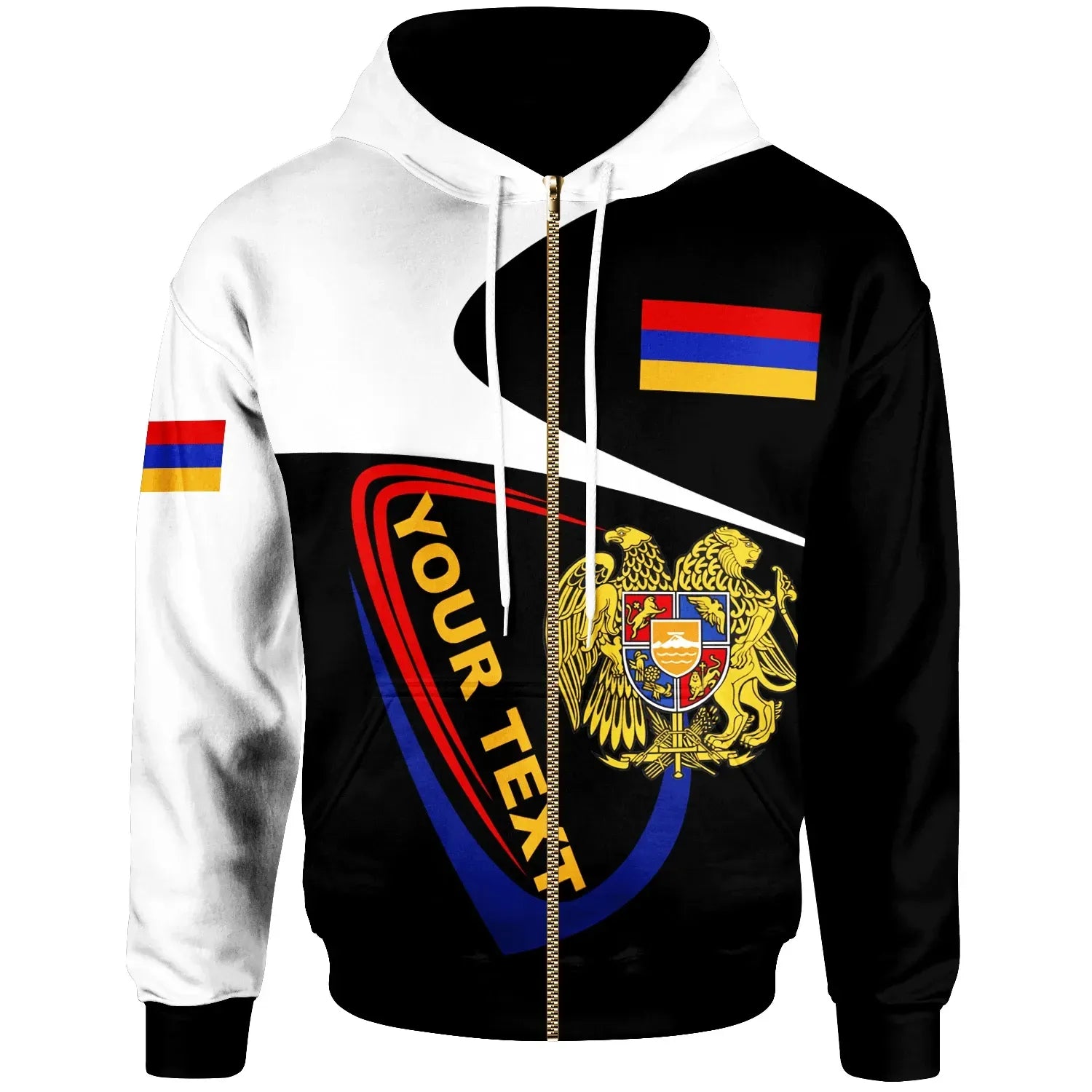 Armenia Custom Personalised Zip Up Hoodie Lunisolar Style