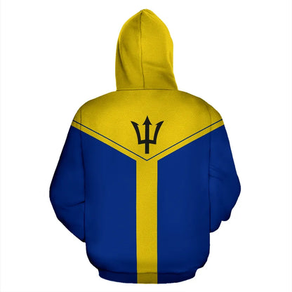 Barbados Spirit Zip Hoodie Barbados Pride Unisex Printed Zip Hoodie