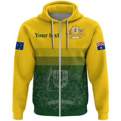 Custom Australia Full Zip Hoodie, Australia Coat Of Arms Radiant Color