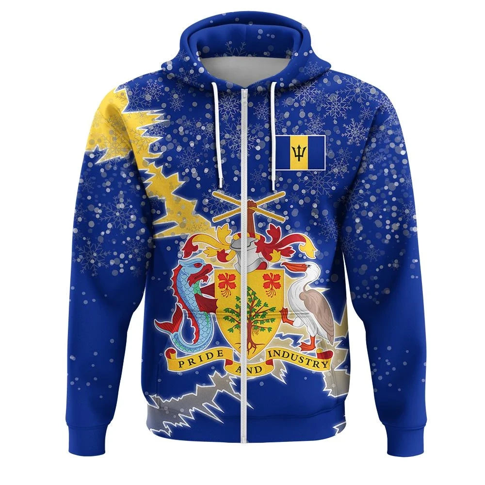 Barbados Christmas Coat Of Arms Zip Up Hoodie X Styl