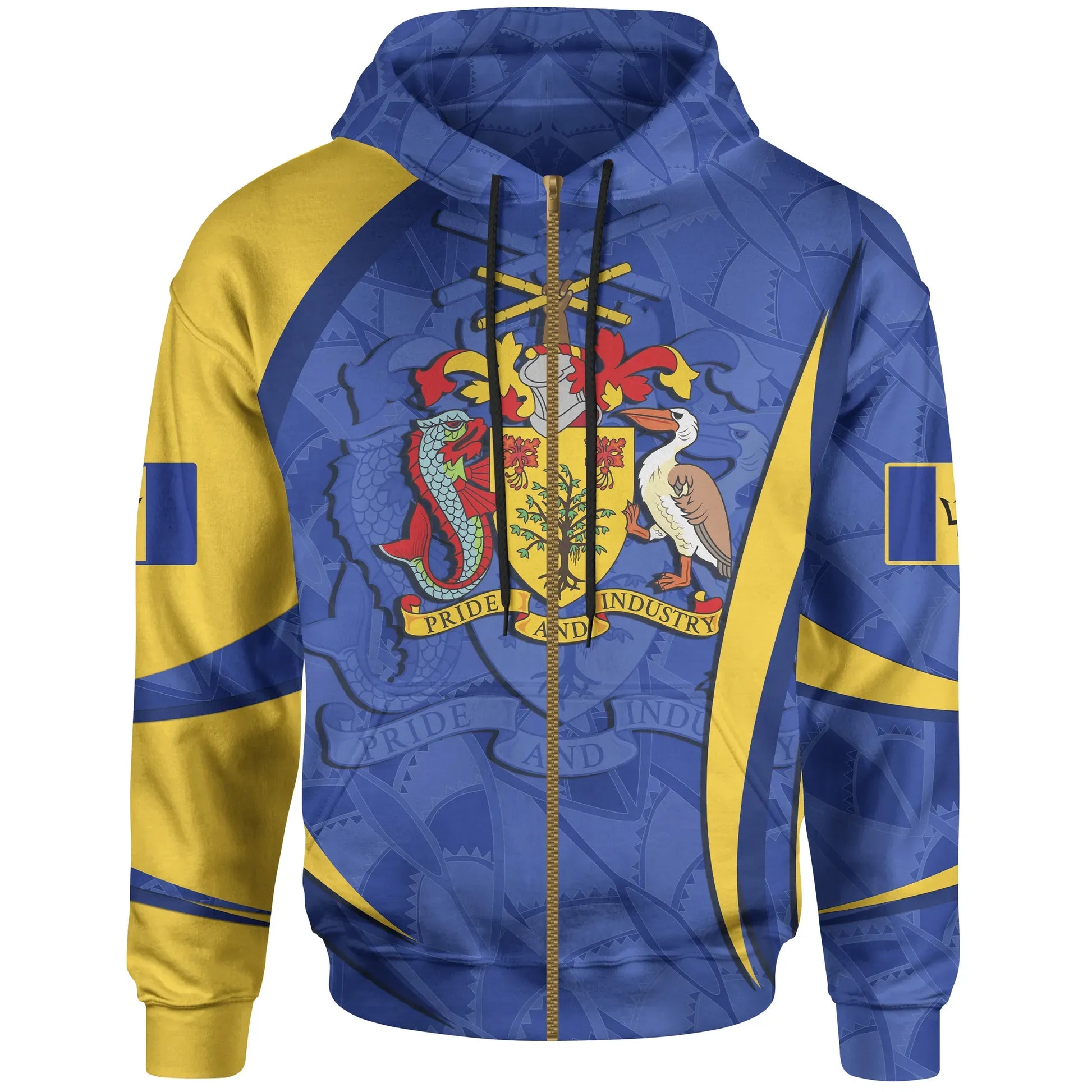 Barbados Zip Up Hoodie Barbadian Spirit Blue