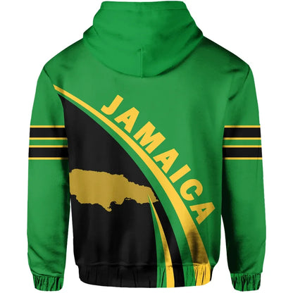 Jamaica Coat Of Arms Up Style Zip Up Hoodie