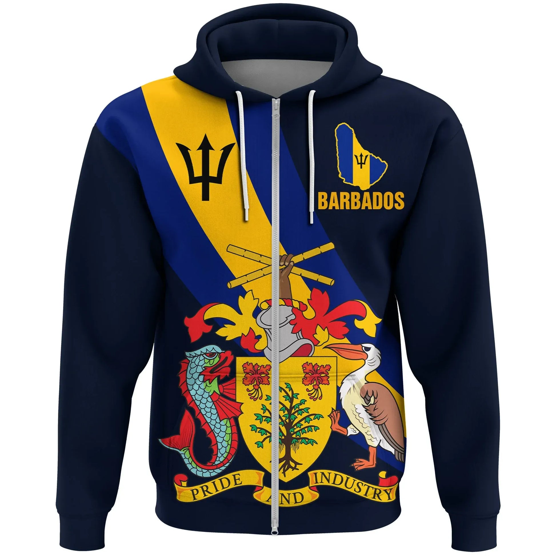 Barbados Special Flag Zip Hoodie