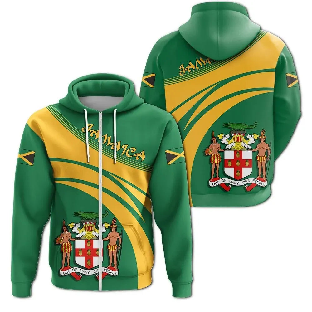 Jamaica Coat Of Arms Zip Hoodie Cricket Stylew