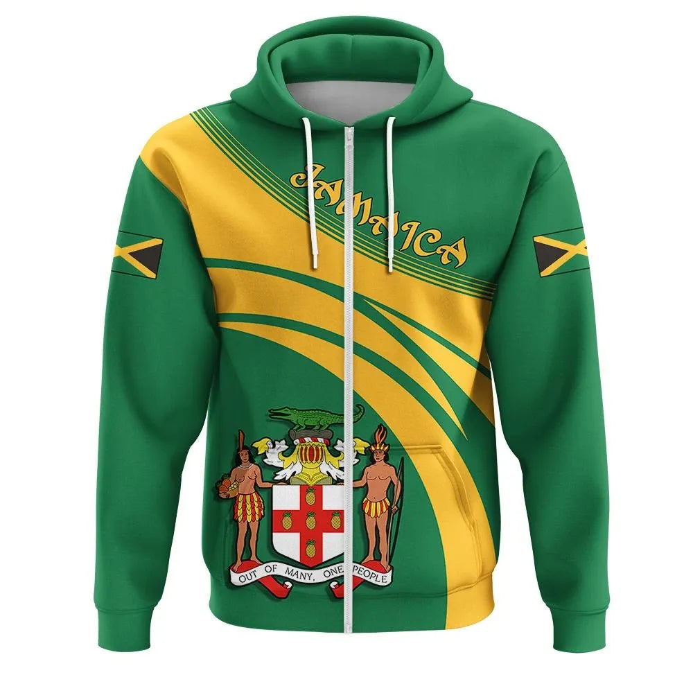 Jamaica Coat Of Arms Zip Hoodie Cricket Stylew