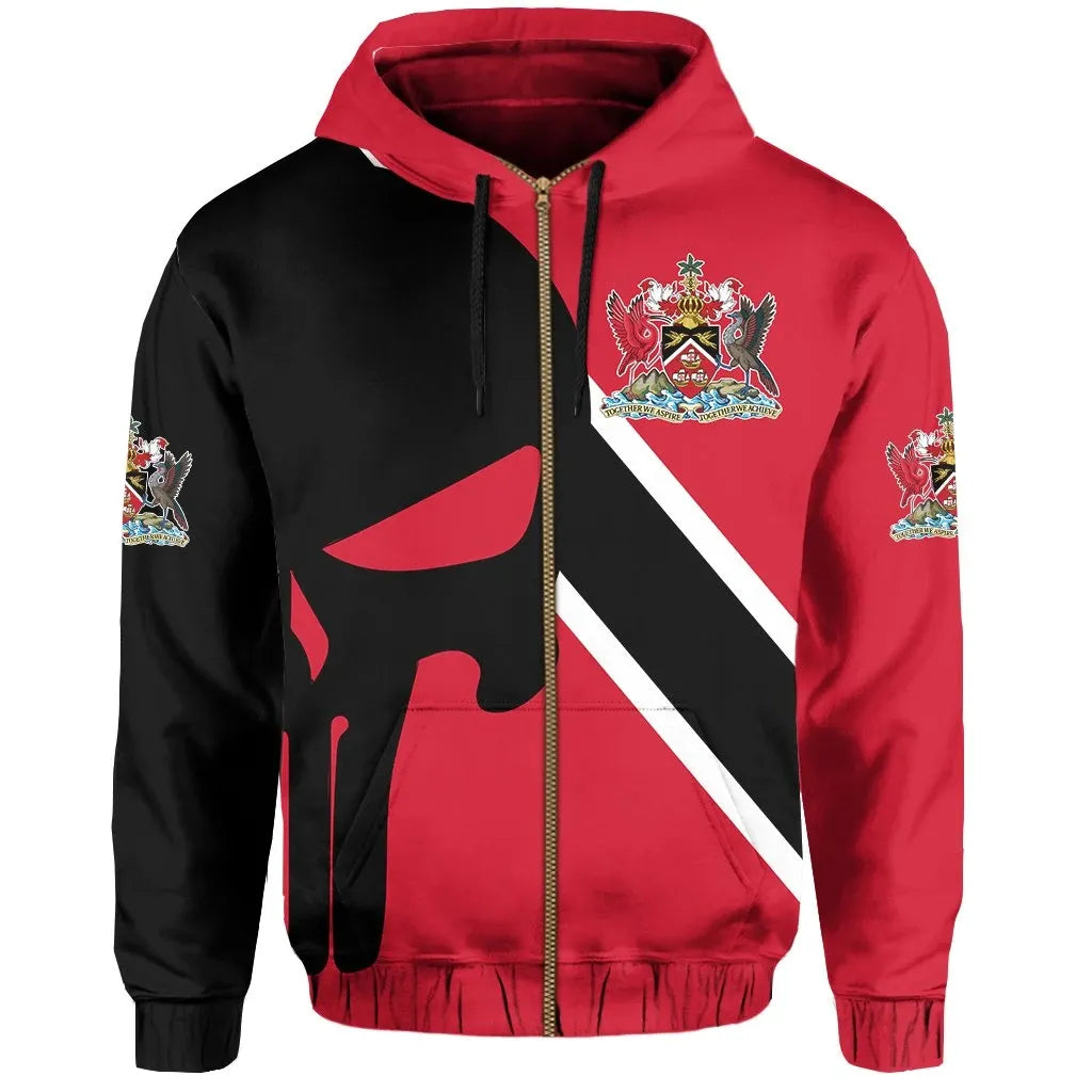 Trinidad and Tobago Zipper Hoodie Skullcap Style