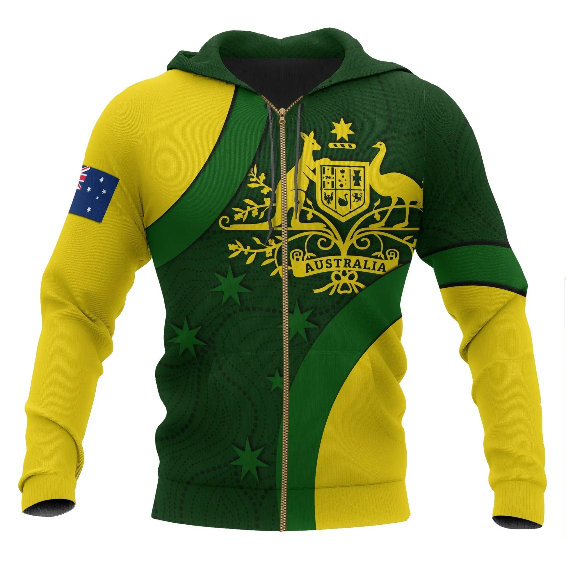 Australia Zip Up Hoodie Australia Coat Of Arms Hoodie National Colors Unisex