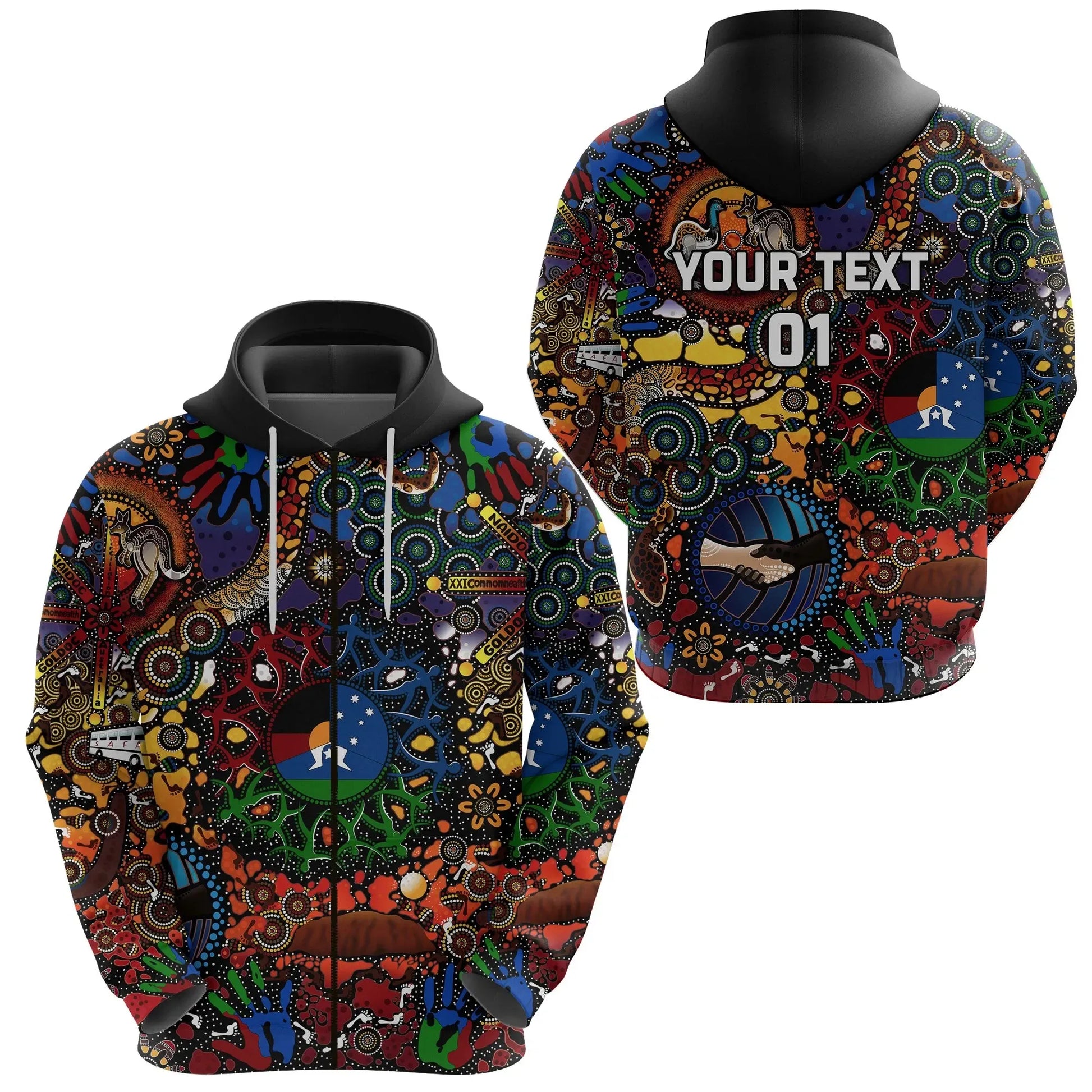 Custom Personalised Australia Naidoc Week 2021 Zip Hoodie Indigenous Be Proud, Custom Text And Number