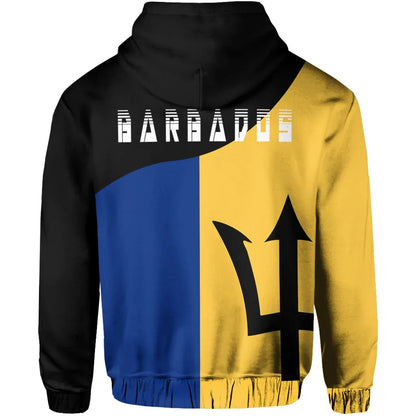 Barbados Flag Curve Concept Allover Zip Hoodie