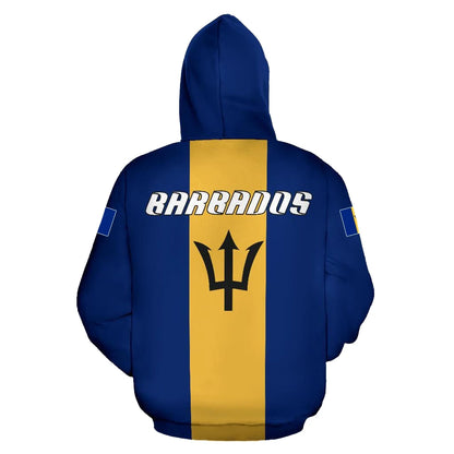 Barbados Superhero Zip Hoodie Barbados Pride Unisex Printed Zip Hoodie