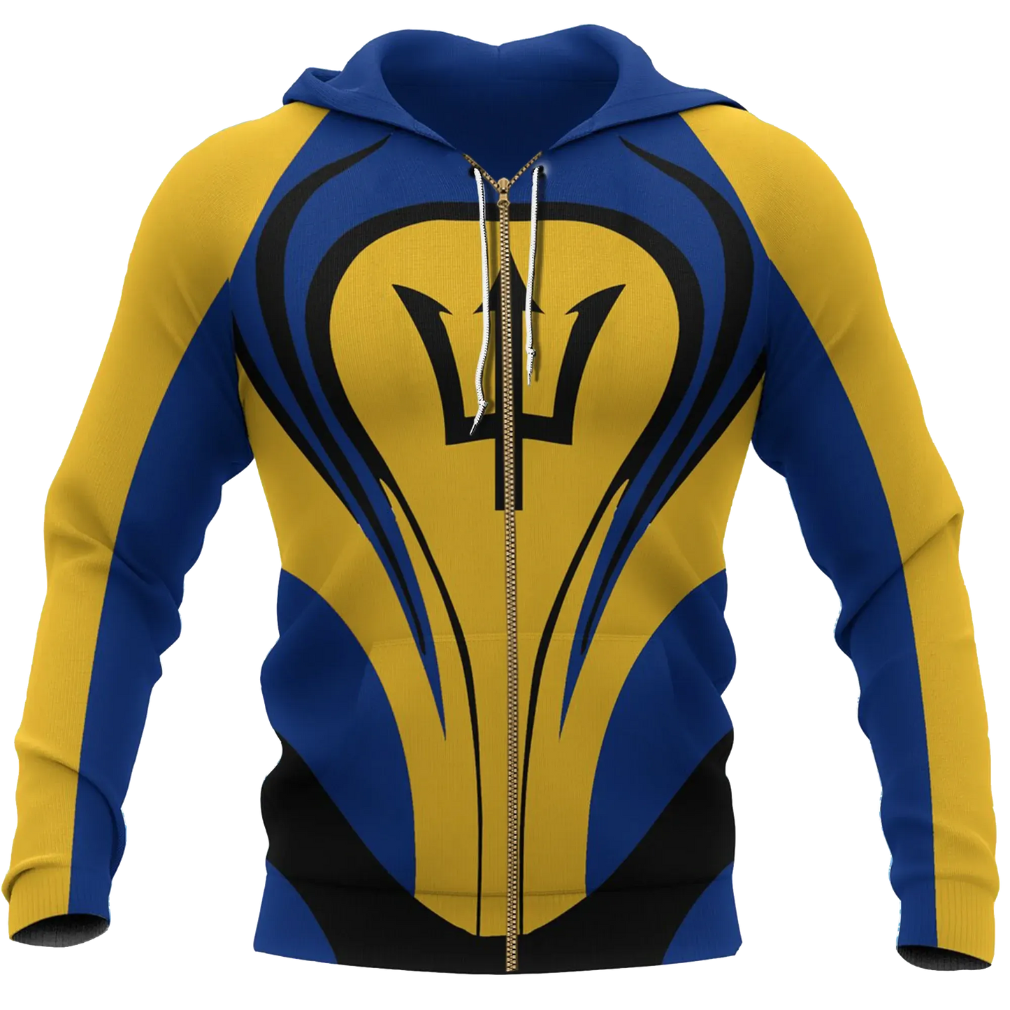 Barbados Flag Zip Hoodie Cannon Style