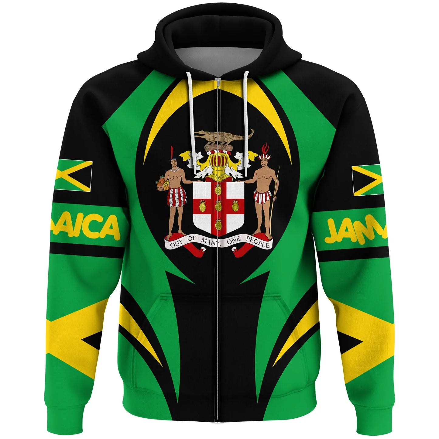 Jamaica Zip Hoodie Action Flag