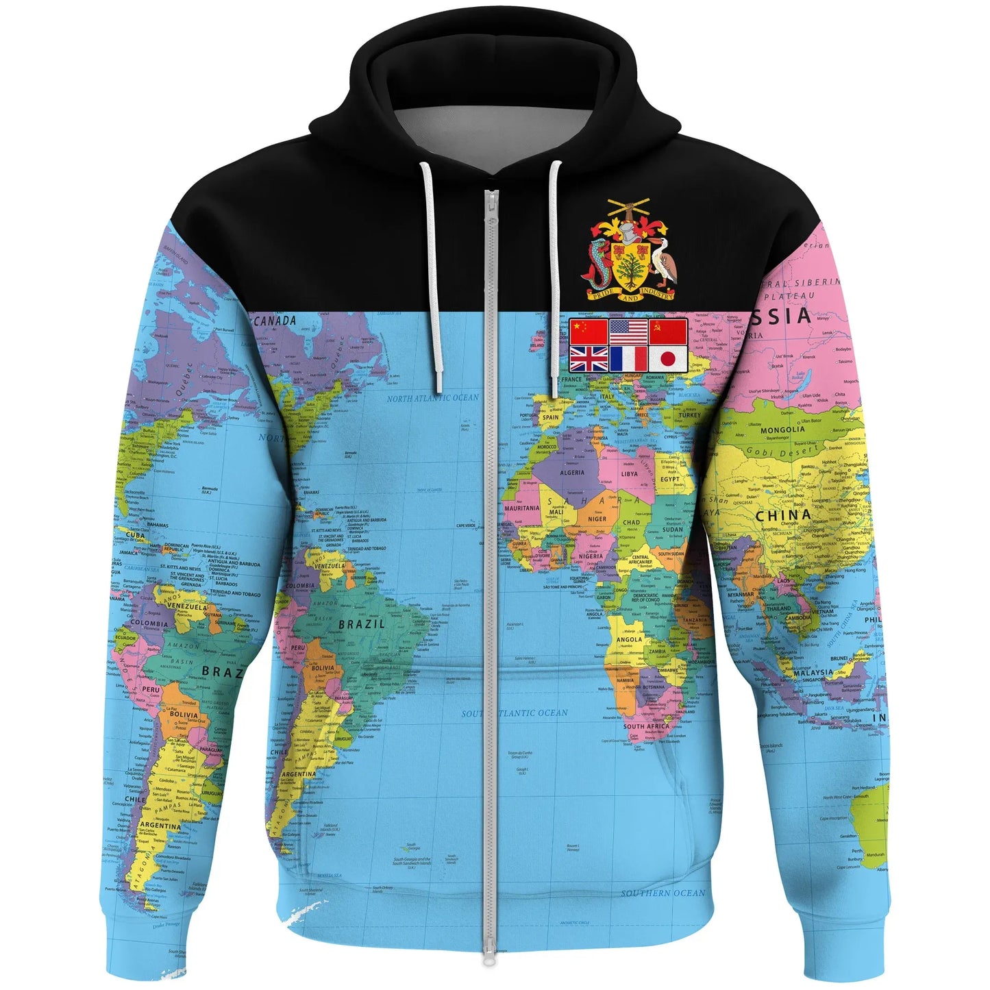 Barbados Zip Hoodie Barbados Map Unisex Zip Hoodie