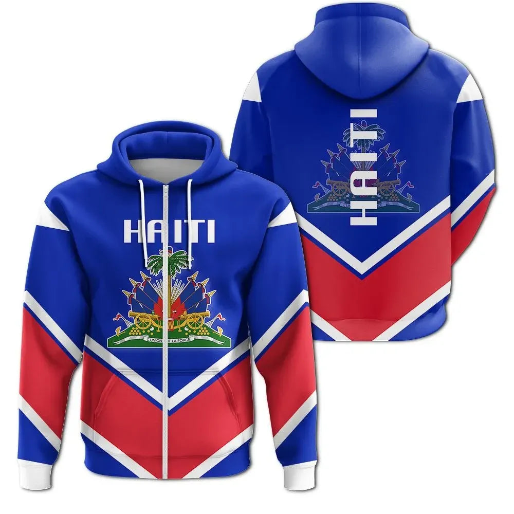 Haiti Coat Of Arms Zip Hoodie Lucian Stylew