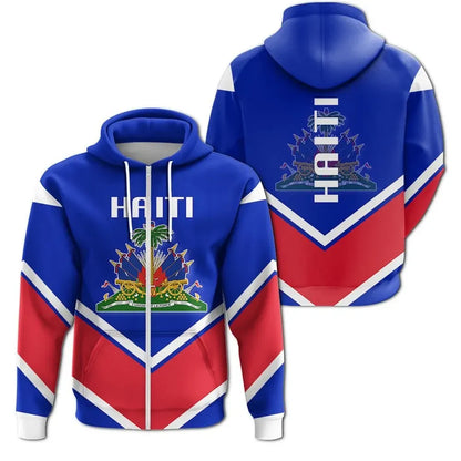 Haiti Coat Of Arms Zip Hoodie Lucian Stylew