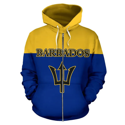 Barbados All Over Zip Up Hoodie Coat Of Arms