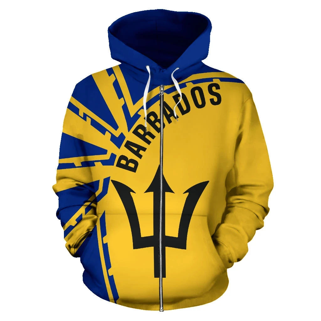 Barbados All Over Zip Up Hoodie