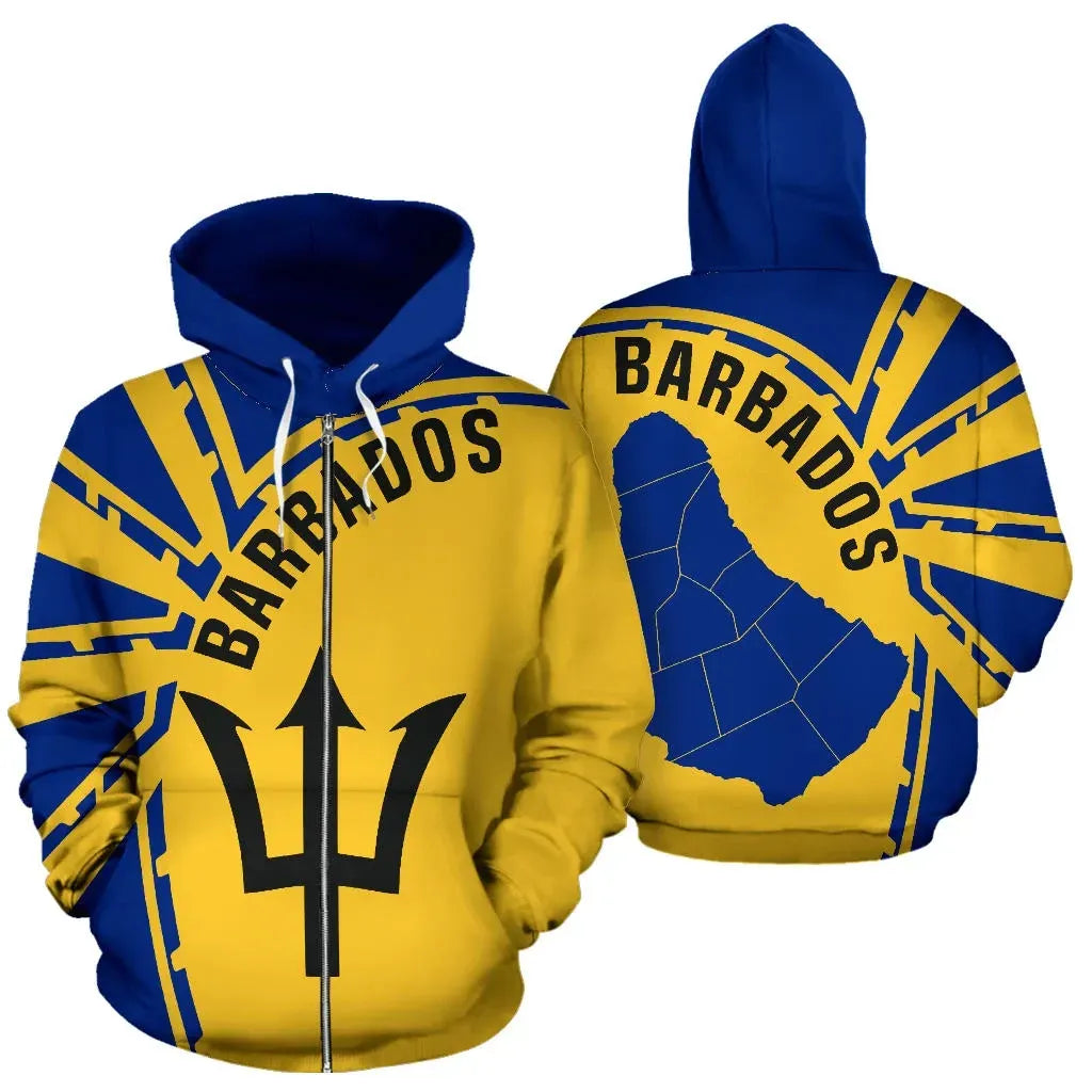 Barbados All Over Zip Up Hoodie