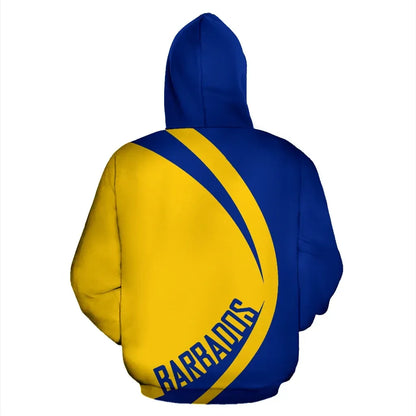 Barbados Flag Zip Up Hoodie Barbados Pride Unisex Curve Style Blue Zip Hoodie