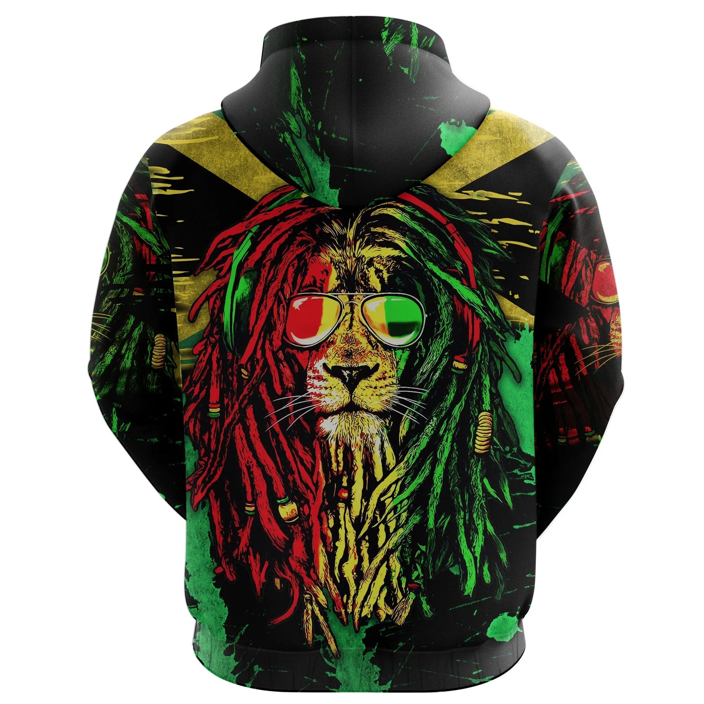 Jamaica Lion Zip Hoodie Reggae Music