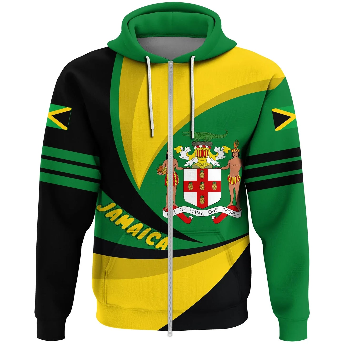 Hoodie Jamaica Lion Coat Of Arms Zipper Hoodie Storm Style
