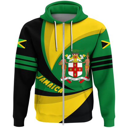 Hoodie Jamaica Lion Coat Of Arms Zipper Hoodie Storm Style