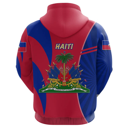 Coat Of Arms Haiti Zip Hoodie Circle Stripes
