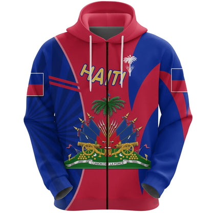 Coat Of Arms Haiti Zip Hoodie Circle Stripes