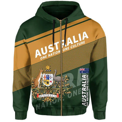 Australia Zipper Hoodie Flag Motto Limited Style