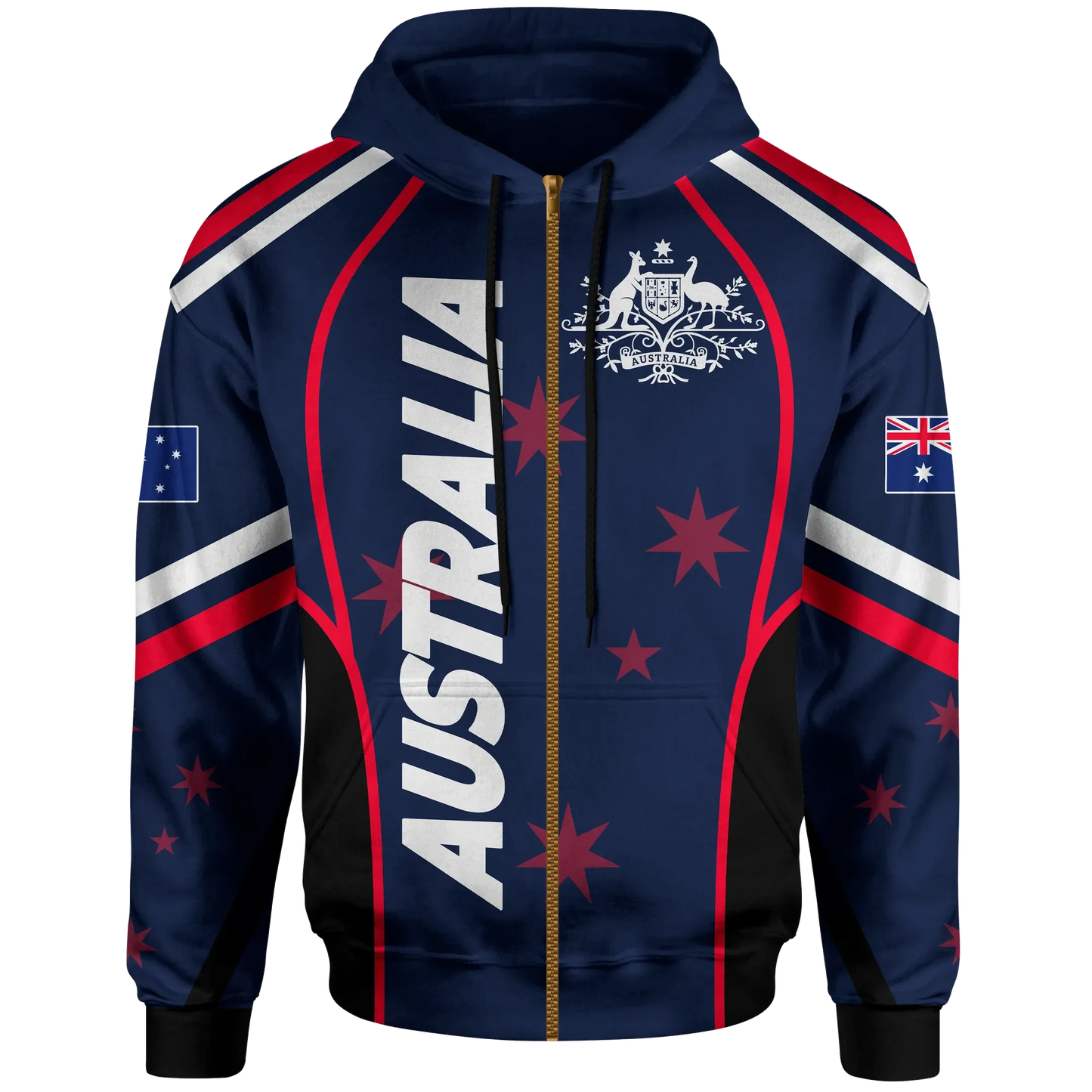 Australia Zip Up Hoodie Australian Coat Of Arms Hoodie Unisex