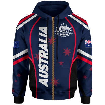 Australia Zip Up Hoodie Australian Coat Of Arms Hoodie Unisex