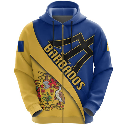 Barbados All Over Zip Hoodie Coat Of Arms T