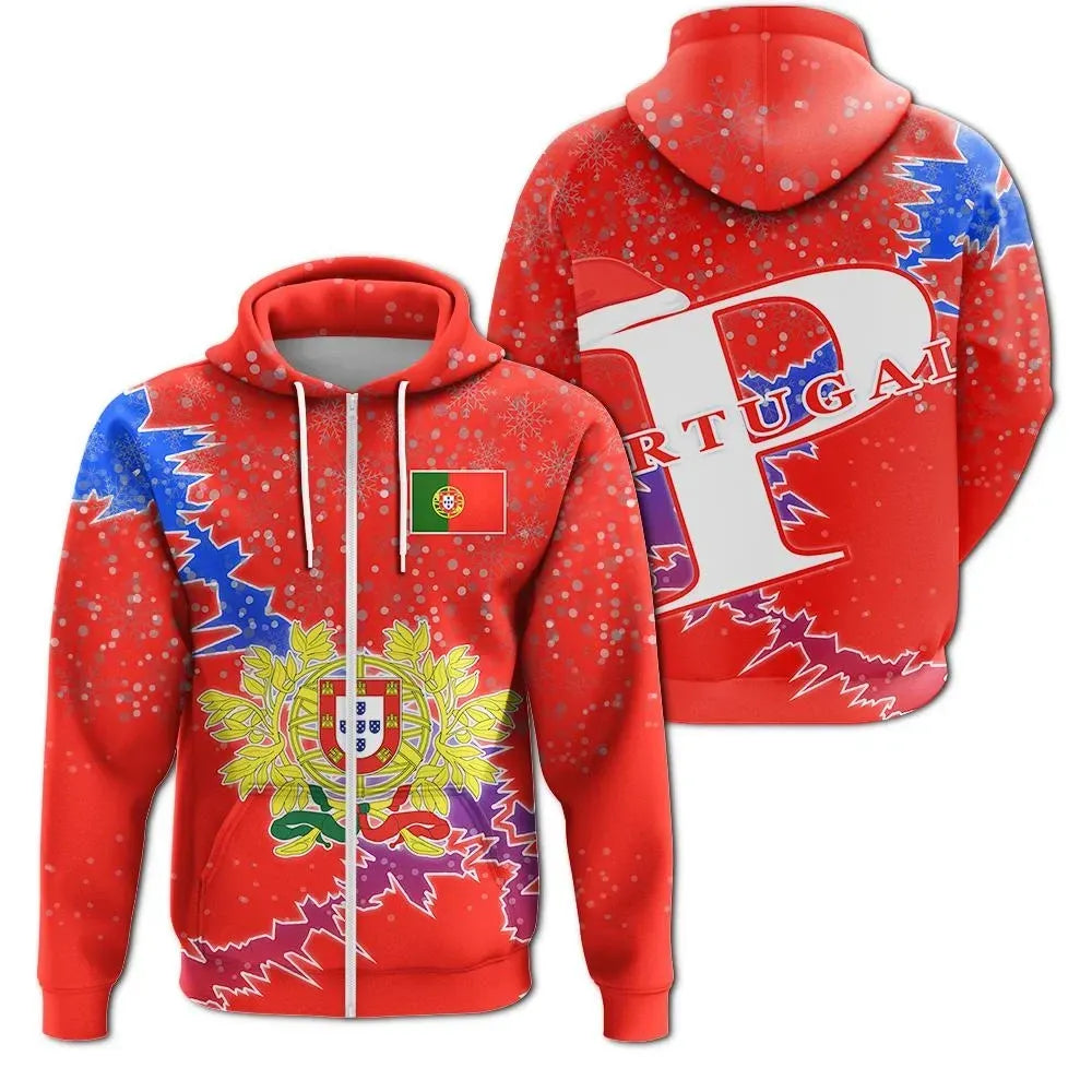 Portugal Christmas Coat Of Arms Zip Up Hoodie X Styl