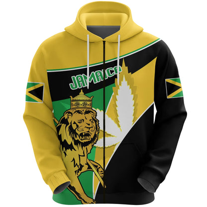 Jamaica Lion Zip Hoodie Flag Version