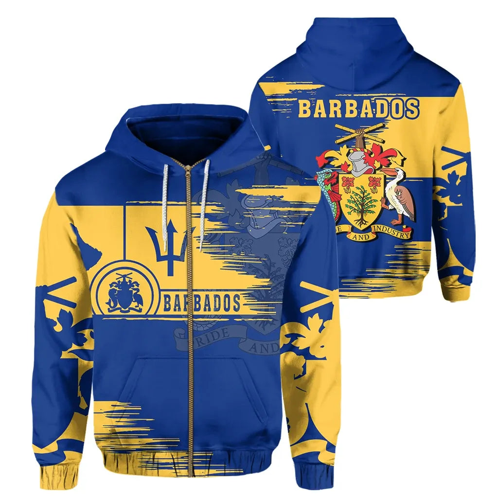 Barbados Coat Of Arms Zip Hoodie Sport Ver