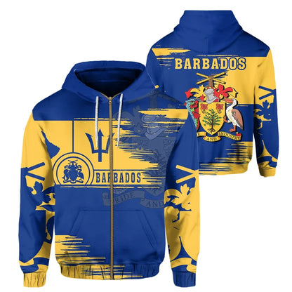 Barbados Coat Of Arms Zip Hoodie Sport Ver