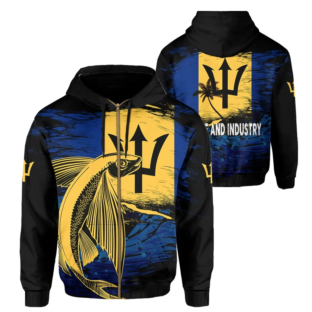 Barbados Zip Hoodie Flying Fish