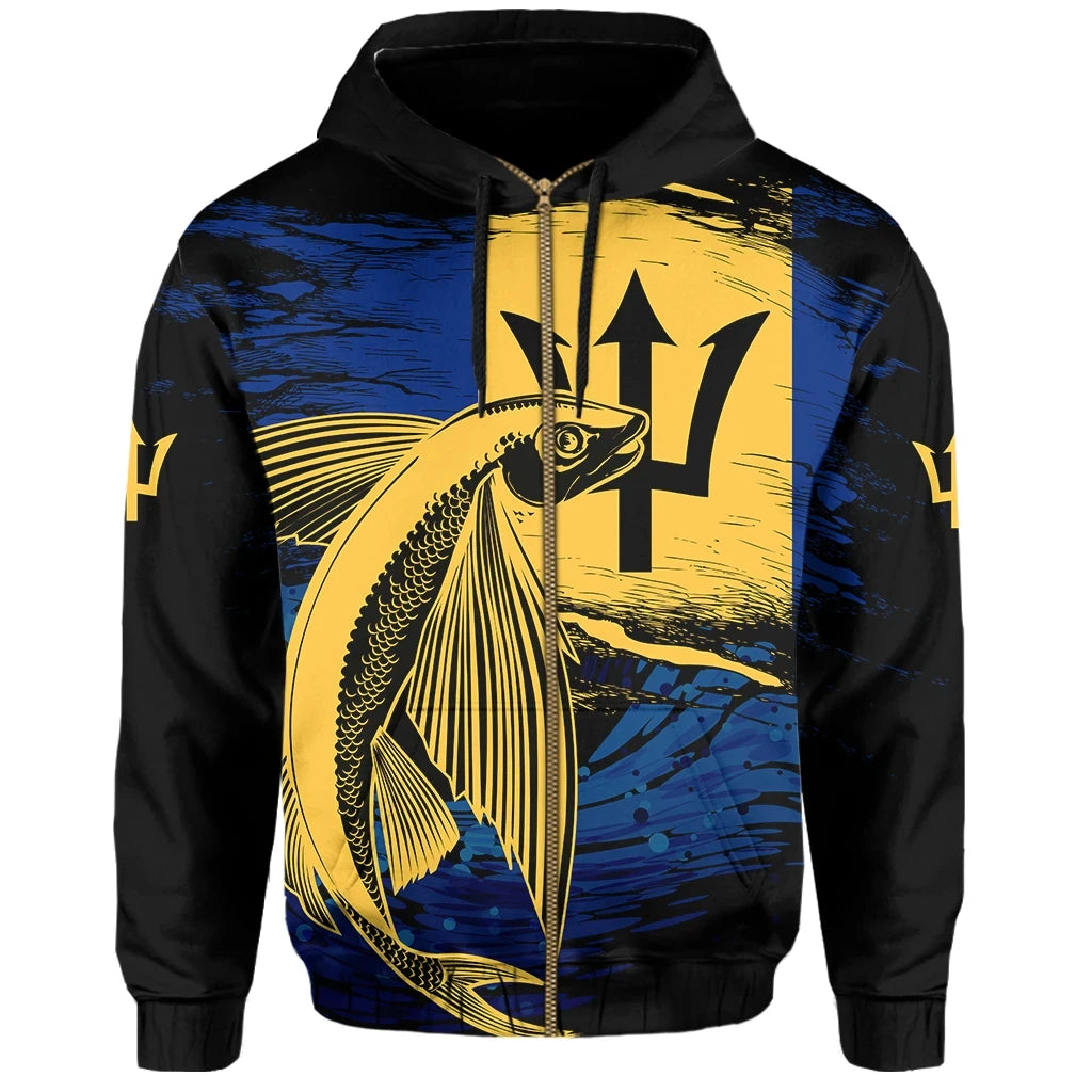 Barbados Zip Hoodie Flying Fish