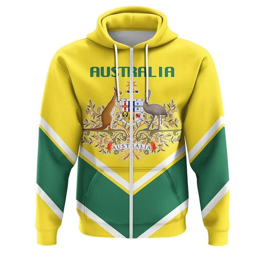 Australia Coat Of Arms Zip Hoodie Lucian Style