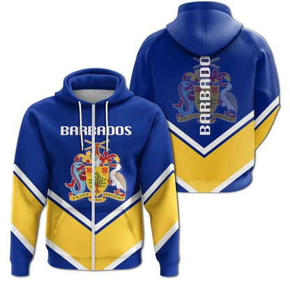 Barbados Coat Of Arms Zip Hoodie Lucian Stylew