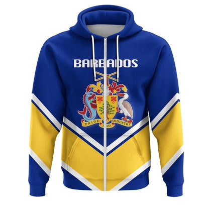 Barbados Coat Of Arms Zip Hoodie Lucian Stylew