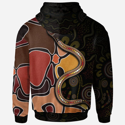Australia Zip Up Hoodie Aboriginal Snake With Dot Painting