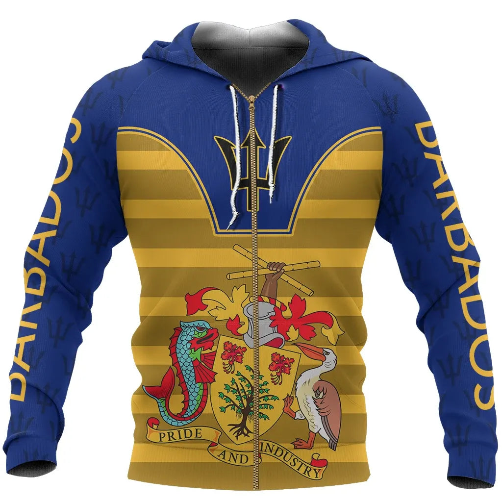 Barbados Pride Zip Up Hoodie Barbados Pride Unisex Printed Zip Hoodie