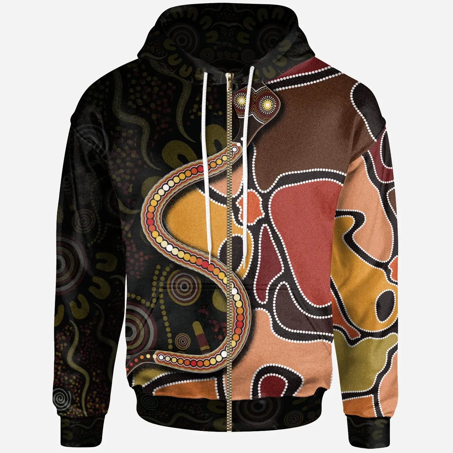 Australia Zip Up Hoodie Aboriginal Snake With Dot Painting